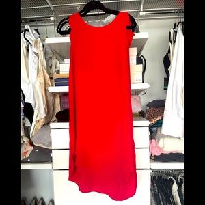 Red sleeveless long shirt or dress